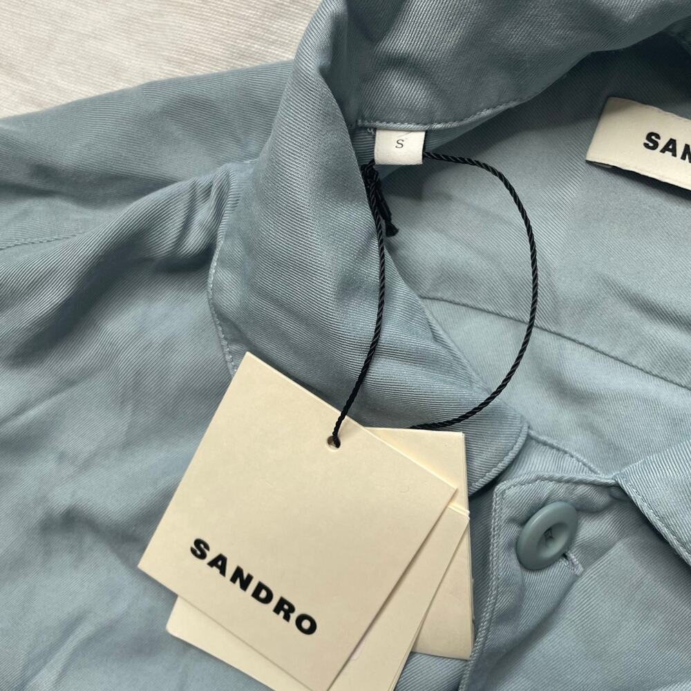 NWT Sandro Blue Long Sleeve Button Up Top Size Small Women's Neutral Office - Picture 6 of 6